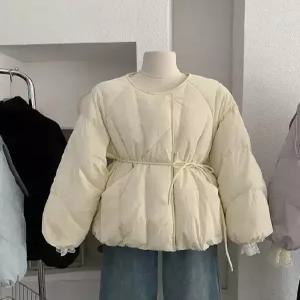 니트 겨울 코트 긴팔 케이프 여성패션 오말레 하프다운 벨티드 DL4