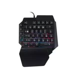 무소음키보드 USB LED 한손 키보드 게이밍 휴대용 게임용 미니 키캡