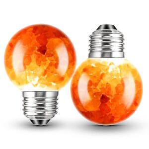 엘모일 히말라야 소금 램프 LED 전구, E26 2200K 따뜻한 앰버 핑크, 3W 무드 조명 야간 조명, 침실용 E26 G45 소금 바위 스트레스 해소 전구, 장식, 수면 조명, 비디밍, 2팩