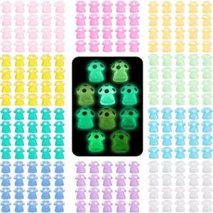 200PCS 10 COLOR 사이즈 0.5*0.45 인치 빛나는 작은 버섯 - 다양한 색상 피규어 정원 풍경 분재 공예