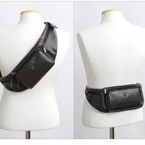 [셀러에이드]슬림하고 심플한 베이직 소가죽 힙색 벨트스트랩 가벼운크로스백