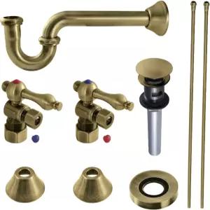 킹스턴 브라스 CC53303VOKB30 앤티크 P-트랩 및 오버플로 배수가 포함된 전통 배관 싱크대 트림 키트