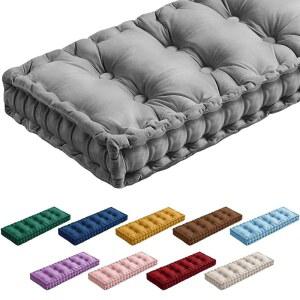 실내 가구용 쓰리 허니 벤치 쿠션 42x16 벨벳 주방 다이닝 피아노 창가 좌석 쿠션, 터프트 파티오 현관 스윙 두꺼운 벤치 패드 메모리 폼(그레이)