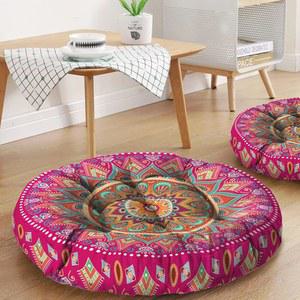 만다라 명상 쿠션, 보호 명상 매트, 바닥에 앉을 수 있는 명상 베개, 가정과 실외에 앉을 수 있는 쿠션, 요가 액세서리를 위한 원형 바닥 베개 쿠션 시트 22인치 X 22인치