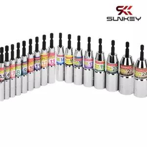 드릴소켓 변환 어댑터 크롬 SUNKEY 육각 롱비트소켓