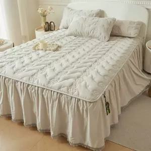 스커트침대커버 누빔 침대패드 침대 스커트 레이스 커버