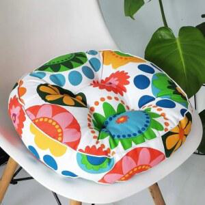 vctops 1PC 실내용 보헤미안 원형 의자 쿠션 시트 패드 바닥 쿠션 베개(선 플라워 2, 16인치 X16