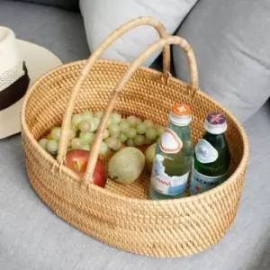 [생활] 수납 정리함 2p 라탄바구니 피크닉 오픈 핸들바구니