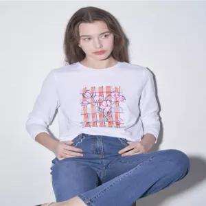 [올리비아로렌]체크 플라워 티셔츠_VOBAL5M3121