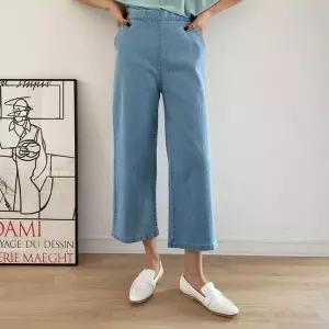 [하프클럽/]여성 티버드 고무줄 일상 넓은 탱크 청바지