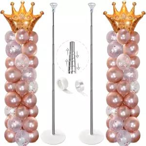 짐칼로 풍선 기둥 스탠드 키트 세트 2 7피트 높이 조절 가능한 아치 금속 망원경 생일 파티 졸업식 결혼식