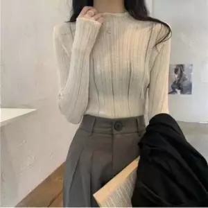 [옷은날개] HL 니트티 여성 시크 시스루 세미 터틀넥 골지 뽀송