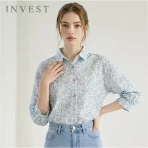 [인베스트] 잔꽃 나염 7부 소매 블라우스_IN6M1BL5541