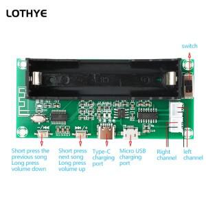 PAM8403 Bluetooth 5.0 전력 증폭기 보드 모듈 리튬 배터리 홀더 듀얼 채널 2x3W 스테레오 앰프 액티브 스