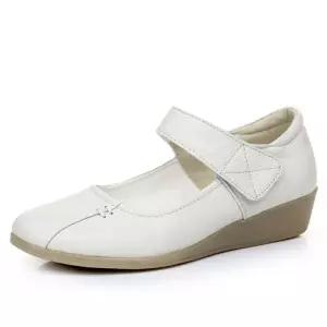 여성용 가을 캐주얼 편안한 특사이즈 가죽 단화 슈즈 소프트 진가죽 플랫 키높이 원픽3