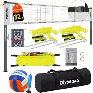 조절 가능한 헤비 듀티 폴 내구성 있는 네트 PU 배구 펌프 캐리백이 뒷마당 해변용 야외 휴대용 세트