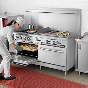 4개의 버너 60인치 범위(36인치 철판 포함) 표준 오븐 2개 상업용 조리 장비 레스토랑용 가스레인지