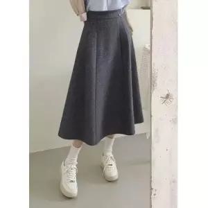 여자 스커트 롱 모직 캐주얼 트렌디 아이템 정장 가을겨울 A라인 하이웨스트 슬림핏 HT4