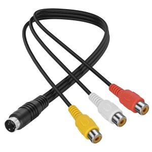 메이리파 4핀 S-비디오-3 RCA AV 여성 케이블 복합 와이어, TV/HDTV CD 플레이어 VCR DVR DVD 플레이어 PC 노트북용 3 RCA-4핀 남성 미니 DIN S-비디오 연장 코드 (0.3M) (RCA 여성)