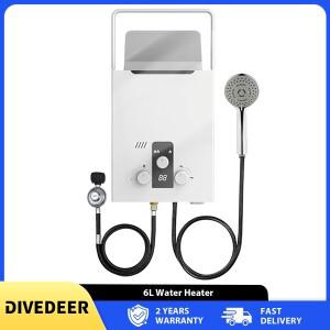 DIVEDEER 6L 휴대용 야외 캠핑 가스 온수기 즉시 사용 가능 비전기식 시스템