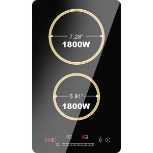 전기 스토브 탑 복사 세라믹 쿡탑 센서 터치 컨트롤 듀얼 2 버너 12 인치 내장 240V 3000W