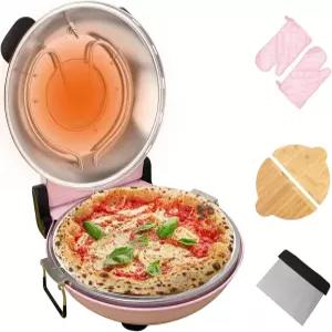 이베이크 스톤 피자 오븐 12인치 실내 전기 메이커 듀얼 온도 조절 기능이 있는 1200W 카운터탑 머신 몇 분