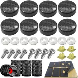 YoUoY 번호판 나사 - 탄소 섬유 패턴 플라스틱 자동차 캡 커버 태그 프레임 홀더 전면 후방 볼트