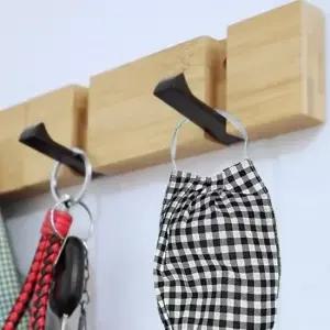 [생활] 우드 원목 현관 문 마스크 걸이 보관 2구 열쇠 차키 걸이대 거치대 벽걸이 후크