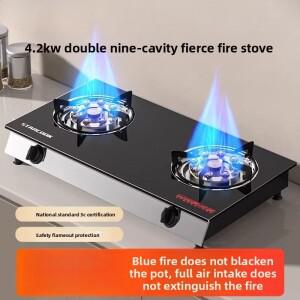 더블 버너 가스레인지 가정용 LPG 탁상형 유리 에너지 절약형 고출력