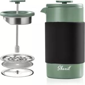 Shoxil 프렌치 프레스 - 350ml 스테인리스 스틸 커피 그라운드 카페티에 2컵 휴대용