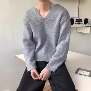 니트 이너 캐주얼 브이넥 상의 추동 데일리 커플 님성 루즈핏 숏 스웨터 다올4