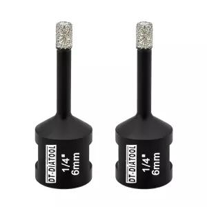 DT-DIATOOL 다이몬드 코어 드릴 비트 1/4 인치 2 개 백컴 브레이징 홀 톱 프로셀레인 타일 세라믹 석기