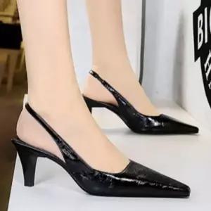 알마센 여사친 빈티지 힐 스트랩오픈토 하이힐 스퀘어 슈즈 메탈릭 펀칭 샌들 스타일 ADOR5