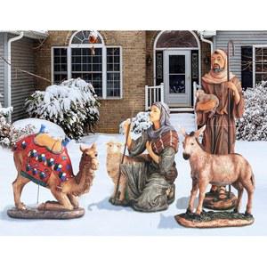 야외 크리스마스 성탄화를 위한 목자, 당나귀, 무릎 꿇은 낙타 장면 48