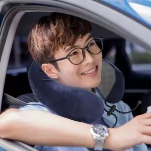 릴렉션 메모리폼 목베개 3종세트 네이비차량쿠 휴대용쿠 여행용 휴대용 비행용 운전 곡선형 쿠3 기내