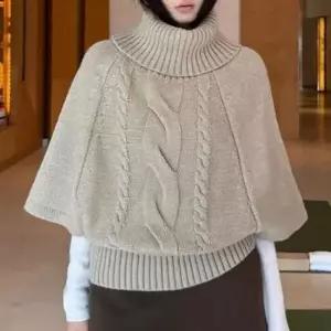 [옷은날개] 가오리핏 레이어드 니트 꽈배기 케이프 스웨터 티셔츠