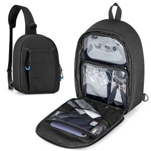 DJI Mini 3 / Mini 4 Pro와 호환되는 PGmoon 휴대용 케이스, RC 컨트롤러, 충전 허브 및 기타 액세서리를 위한 멀티 포켓이 있는 슬링 트래블 드론 휴대용 케이스 (특허 디자인)