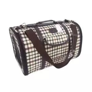 [반려] 애견 외출 강아지 베이지 하드 체크 이동 가방 대형