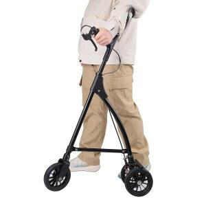 시니어용 웨이 롤레이터 워커 지원, 핸드 브레이크가 장착된 경량 접이식 롤레이터, 알루미늄 프레임 및 6인치 휠, 안정성 균형을 위한 컴팩트 디자인, 노인용 한 손 보행 보조기