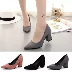 그레이 여자구두 여성 가을 구두 스웨이드 신발 여자구두