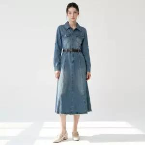 포커스 원피스 2SET 벨트셋 롤업 데님 원피스PBVFF6S1OP3001 하객룩