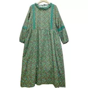 여성용 원피스 롱 면 가을 빈티지 린넨 플라워 루즈핏 원픽3