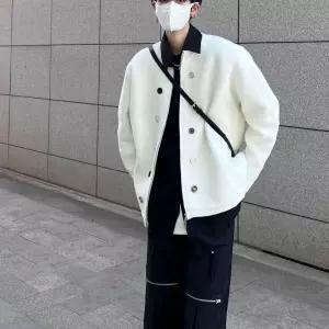 남성 흰색 가디건 오픈 빅사이즈 루즈핏 스타일 브이넥 봄가을 원픽1