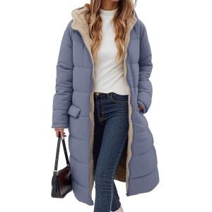 에코와시 여성 겨울 패딩 재킷 - 리버서블 퍼 플리스 안감 후드 지퍼 셰르파 코트 파카 롱 아우터