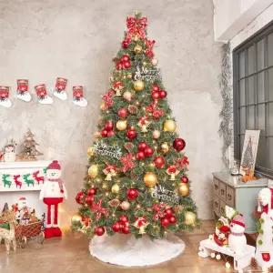 270cm 골든벨 뉴리얼 솔잎 눈꽃 트리 풀세트(전구포함)크리스마스 나무 파티장식 성탄절 인테리어 홈파티