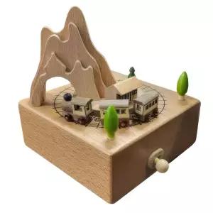 원목 우드오르골 기차마을 태엽 멜로디 뮤직박스 생일어린이집 집들이선물 엔틱 감성소품 크리스마스 장식
