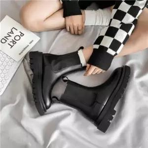 첼시부츠 여성 블랙 캐주얼 키높이 밴딩