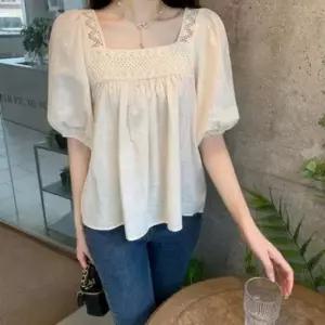 하객룩 다양한 여자여름옷 자수 스퀘어넥 코튼 하의