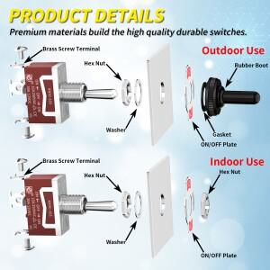 호환 3PCS 30A 방수 토글 스위치 12V ON Off 3 핀 SPDT 볼트 DC 웨이 (자동차용 부트 캡 커버 포함)
