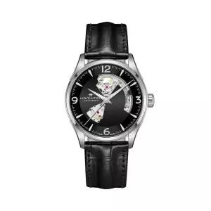 H32705731 재즈마스터 오픈하트 남성 가죽시계